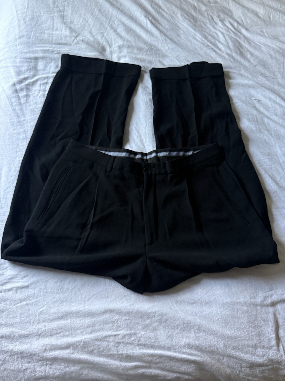 Vintage Giorgio Armani Black Label Trousers Black Pleated Cuffed Borgo 21 Italy